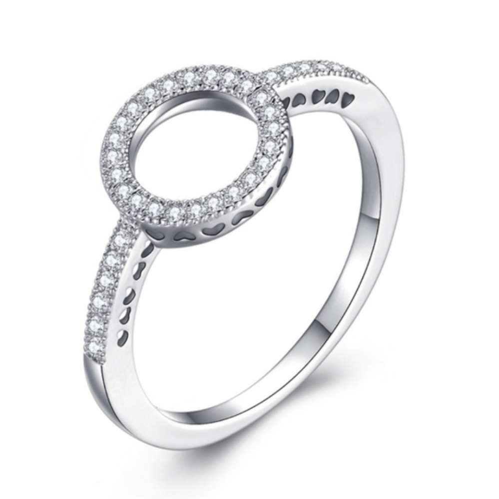 Pavé Rhinestone Silver Halo Ring